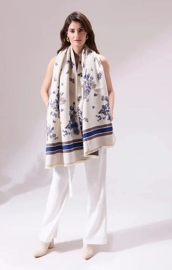 Neya Off White Heritage Cashmere Stole