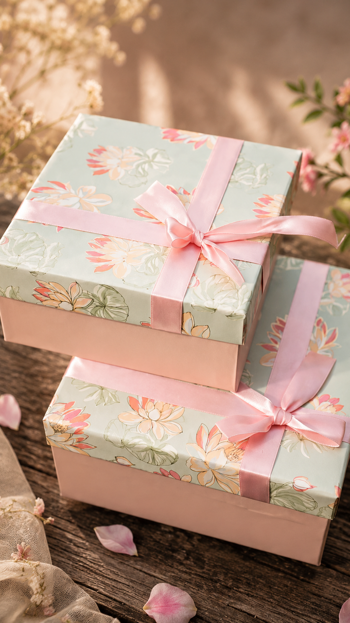Blush Lotus Gift Box with Handcrafted Floral Candle