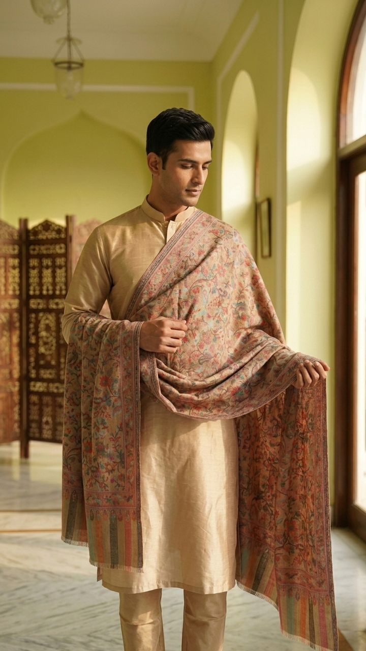 Regal Heritage Pashmina Shawl Gift Box with Artisanal Chocolates
