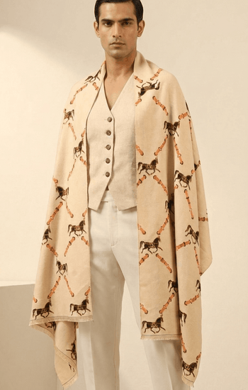 Equestrian Charm Pashmina Gift Box with Horse Motif Scarf