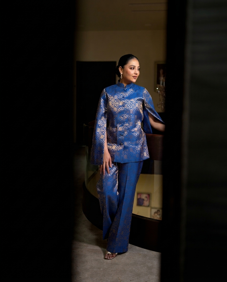 Mumtaz Banarasi Cape Co-ord Set: Women&
