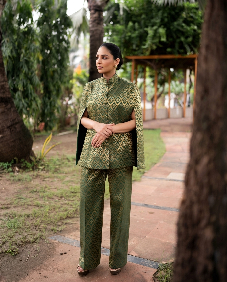 Gayatri Banarasi Cape Co-ord Set: Women&