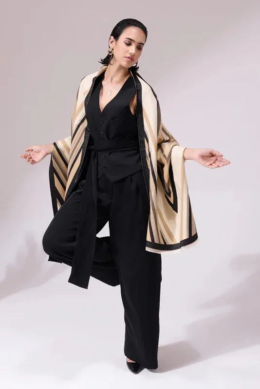 Serena Beige Heritage Cashmere Stole