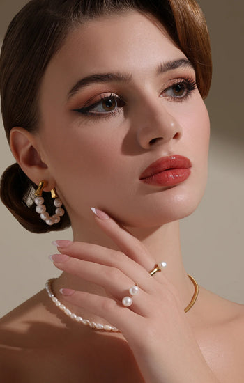 Gold Accent Pearl Earrings