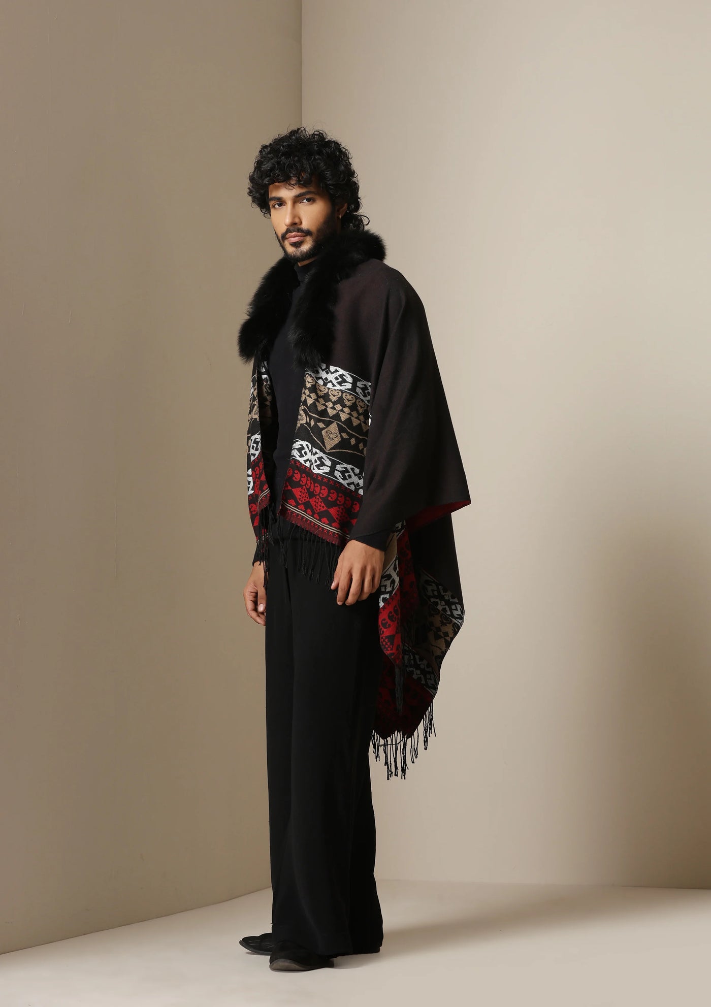 Dusala Crimson Luxe Vegan Fur Cape