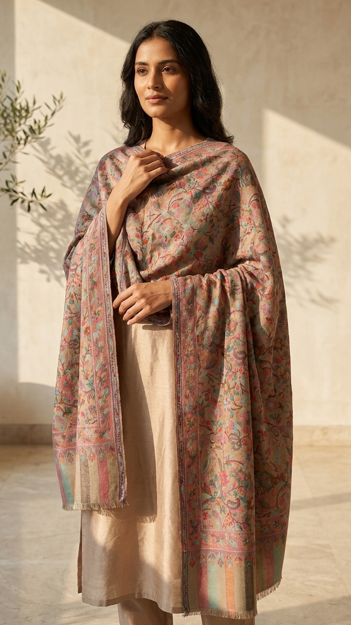 Regal Heritage Pashmina Shawl Gift Box with Artisanal Chocolates