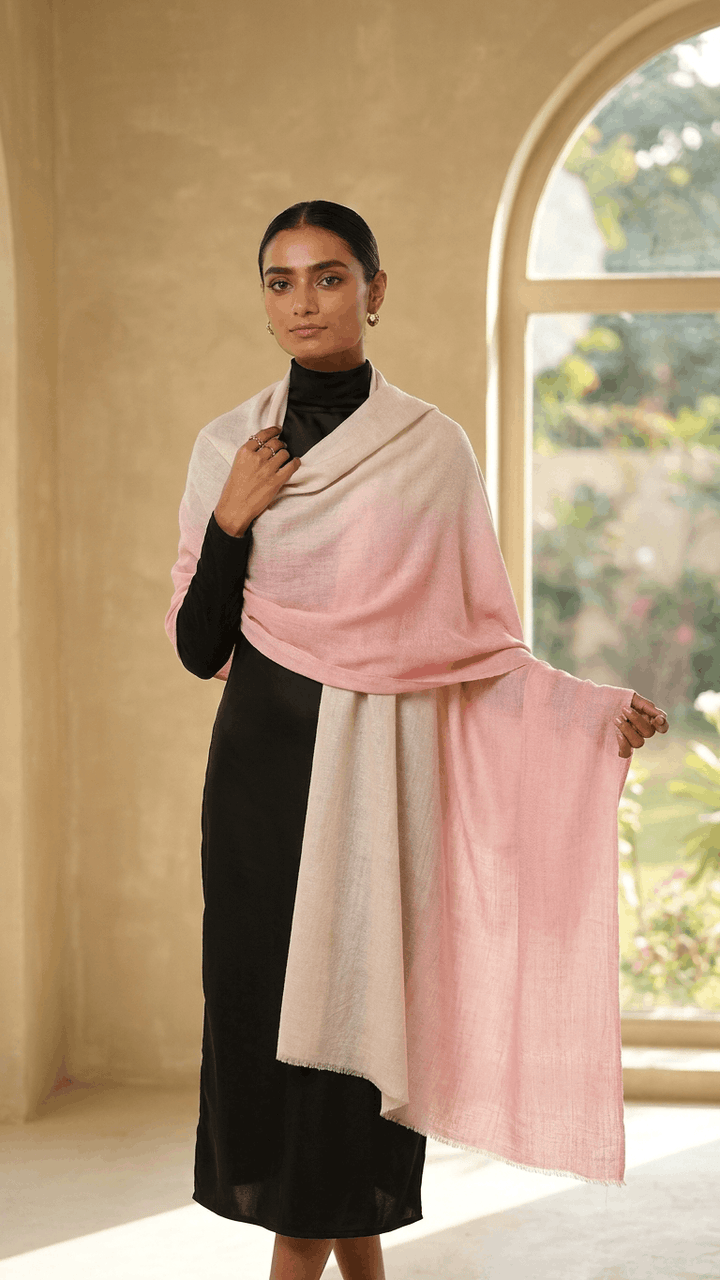 Blush Lotus Pashmina Gift Box with Handcrafted Floral Candle
