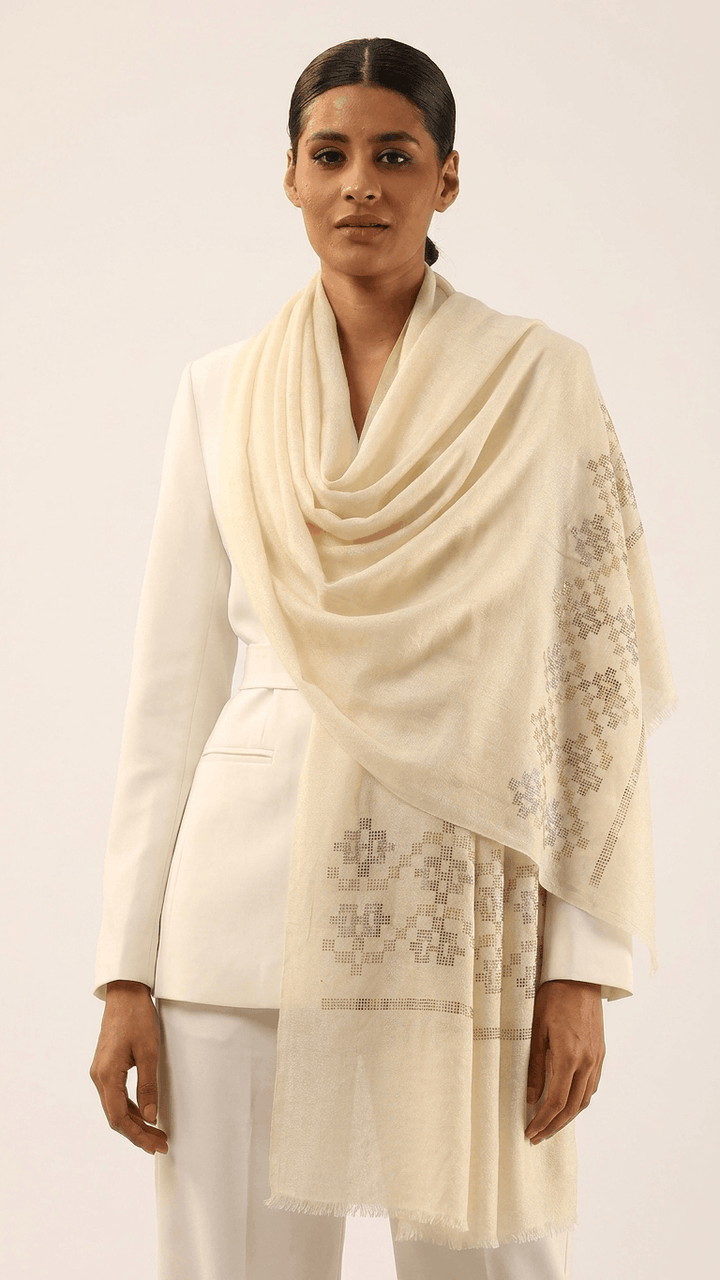 White &amp; Gold Swarovski Pashmina  – Luxury Diwali, Wedding &amp; Festive Gift Box Hamper