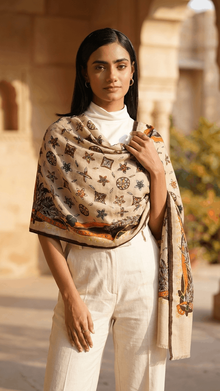Gift Box with Modern Belt-Design Stole – All-Season Luxury Hamper
