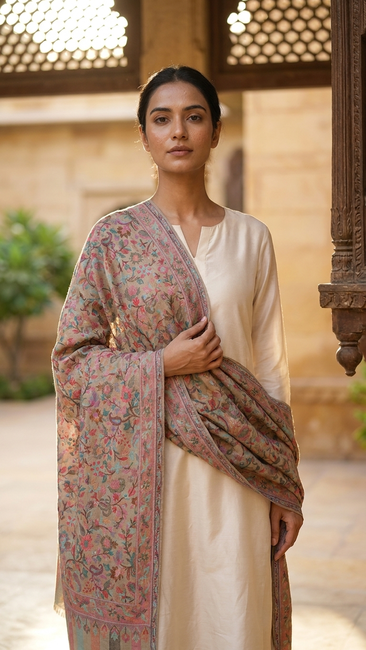 Regal Heritage Pashmina Shawl Gift Box with Artisanal Chocolates
