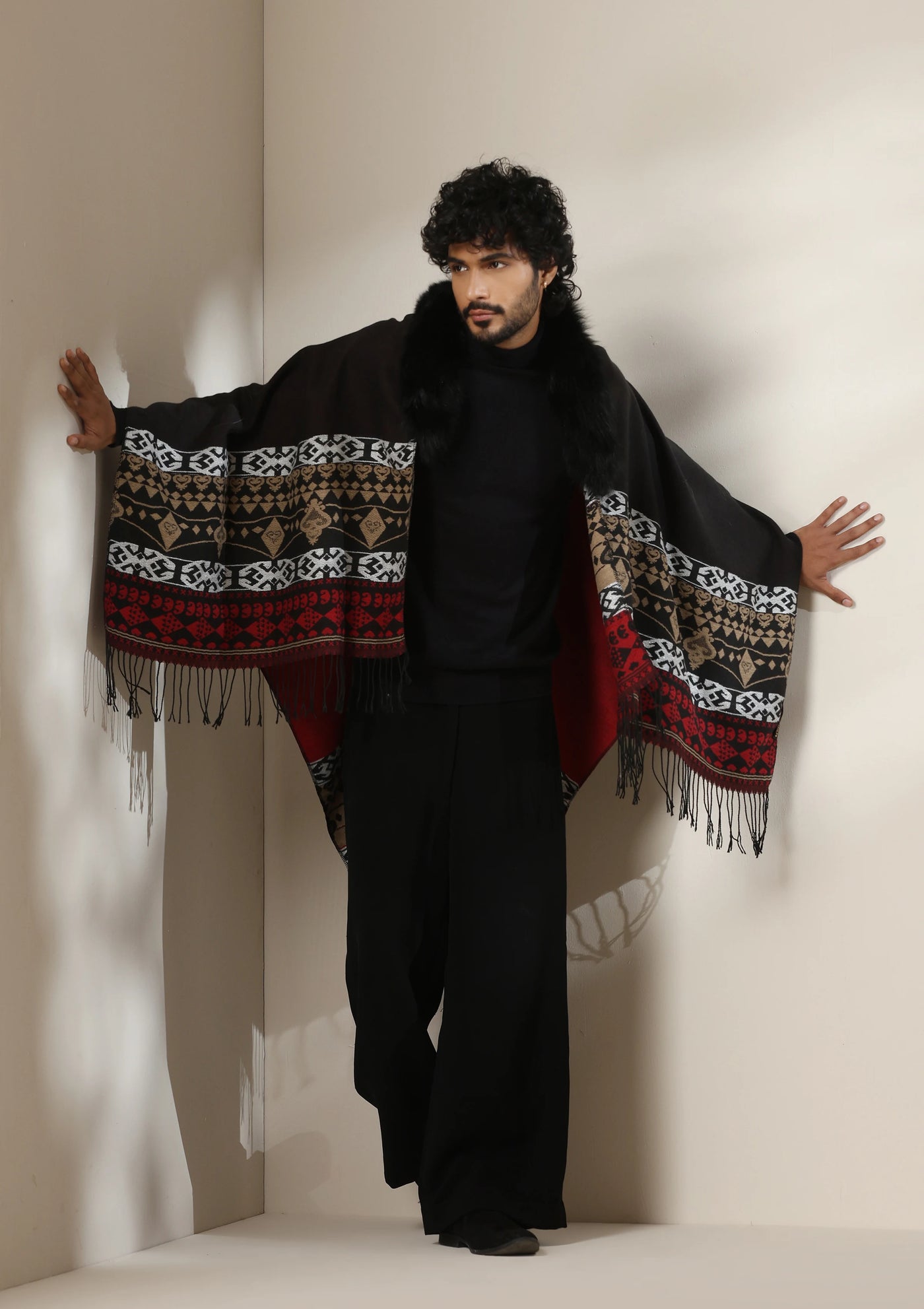 Dusala Crimson Luxe Vegan Fur Cape