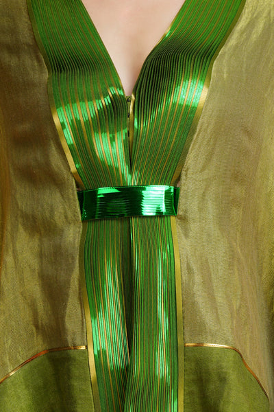 -  Metallic Drapped Green Pashmina Shawl by Amit Agarwal