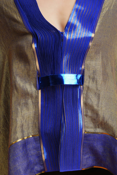 -  Metallic Drapped Cape- Blue