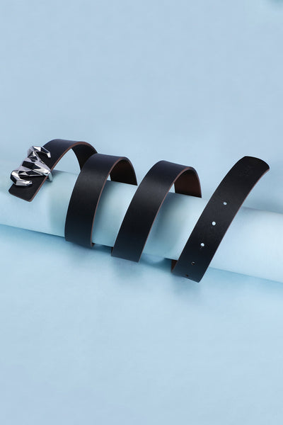 -  Italian Leather Ram Buckle Reversible Belt – Black and Brown