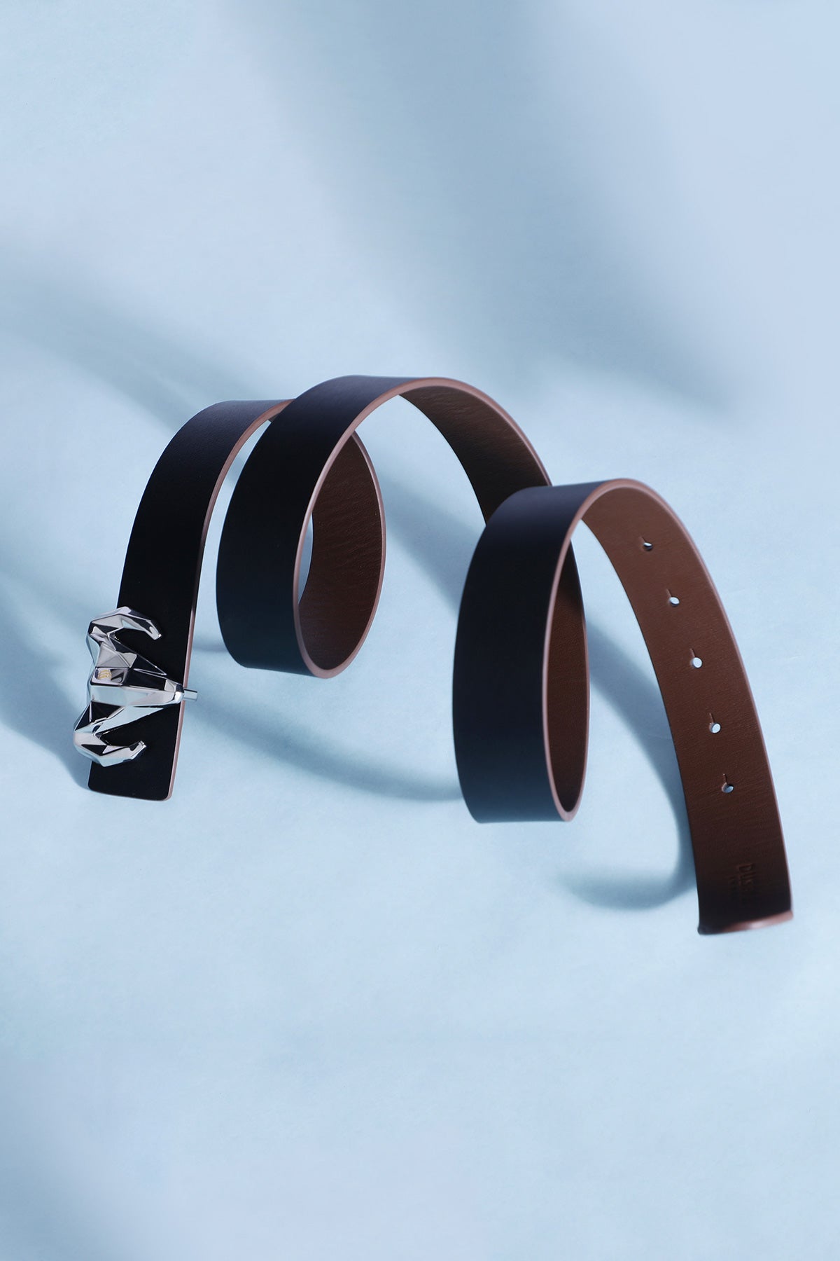 -  Italian Leather Ram Buckle Reversible Belt – Black and Brown