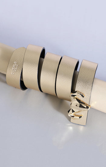 Italian Leather Ram Buckle Reversible Belt – Gold and Black