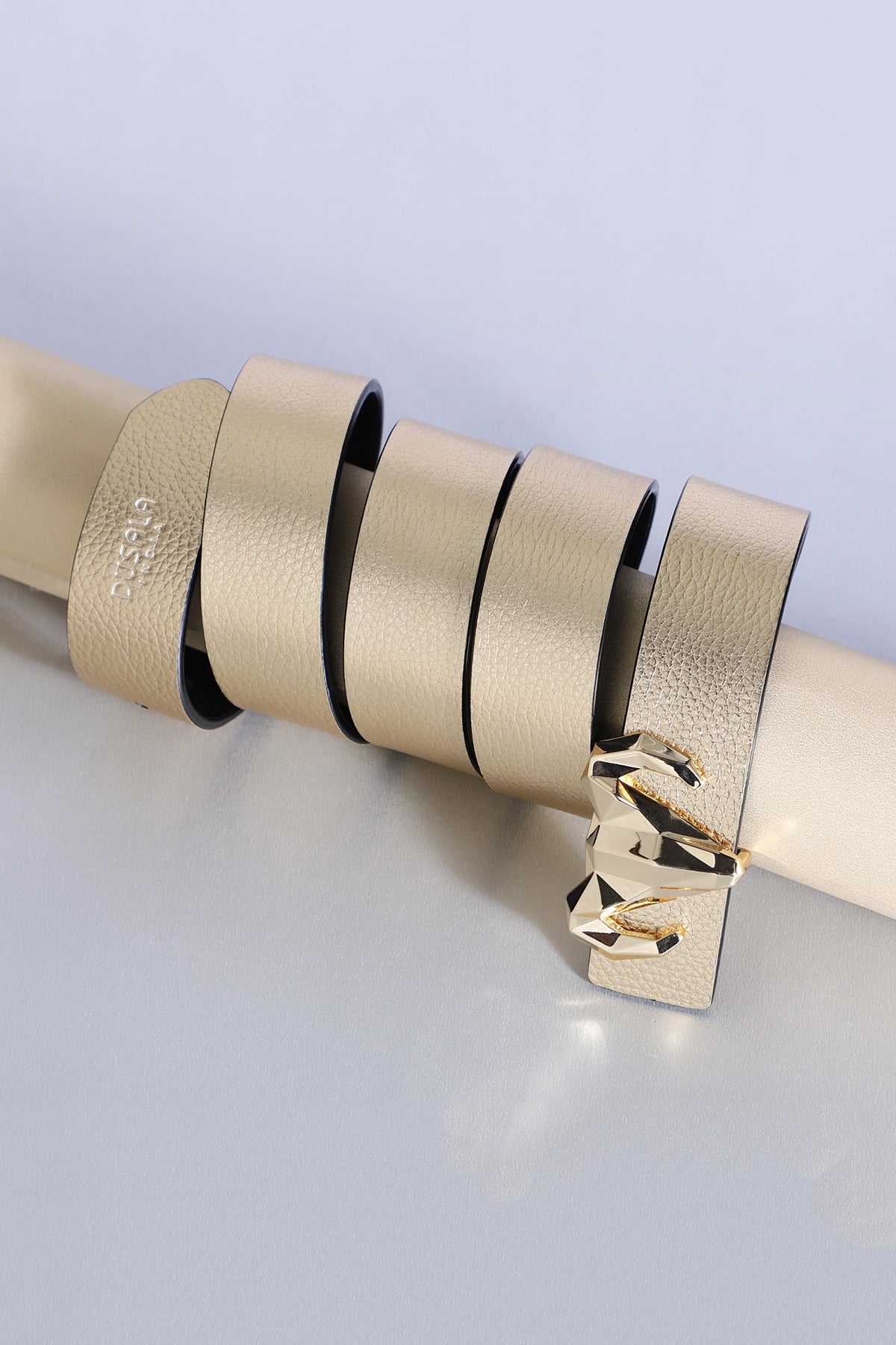 -  Italian Leather Ram Buckle Reversible Belt – Gold and Black