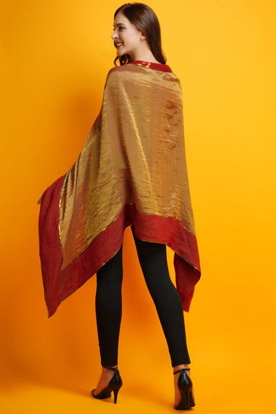 -  Metallic Draped Cape- Red by Amit Agarwal