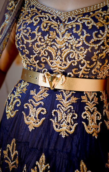 Italian Leather Ram Buckle Reversible Belt – Gold and Black