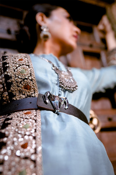 -  Italian Leather Ram Buckle Reversible Belt – Black and Brown