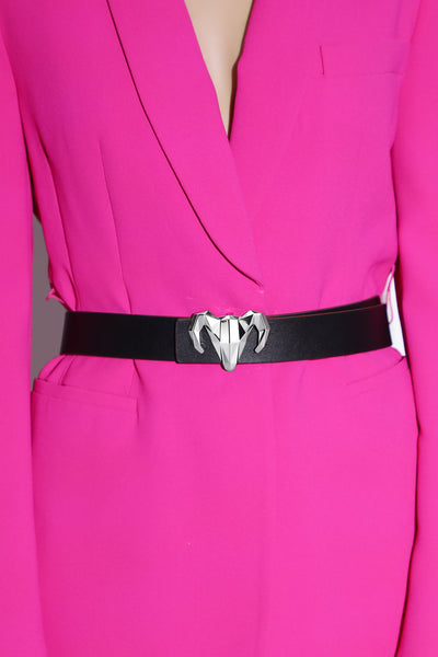 -  Italian Leather Ram Buckle Reversible Belt – Black and Brown