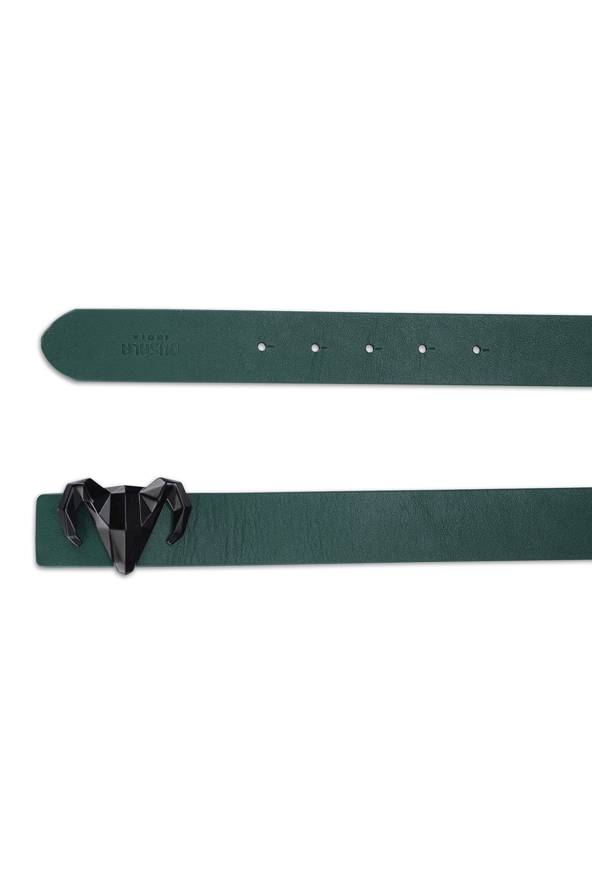 Italian Leather Ram Buckle Reversible Belt – Green and Brown
