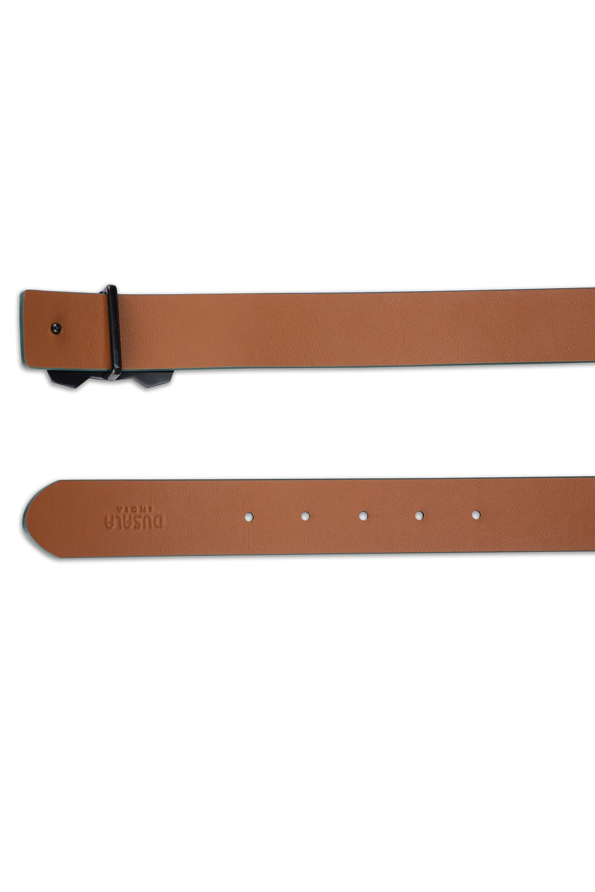 Italian Leather Ram Buckle Reversible Belt – Green and Brown