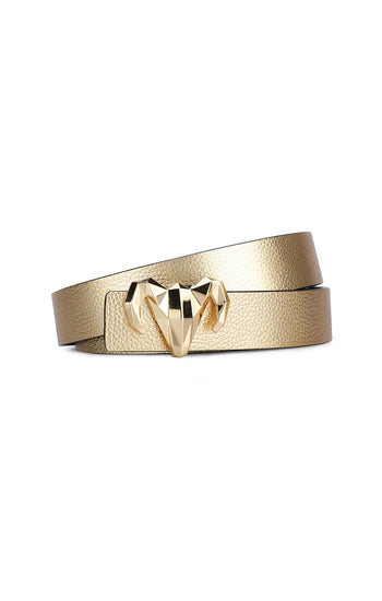 Italian Leather Ram Buckle Reversible Belt – Gold and Black