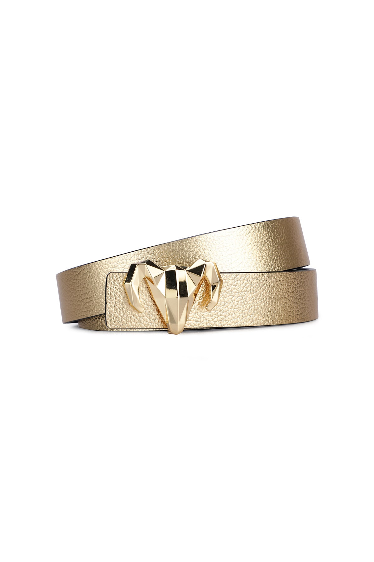 -  Italian Leather Ram Buckle Reversible Belt – Gold and Black