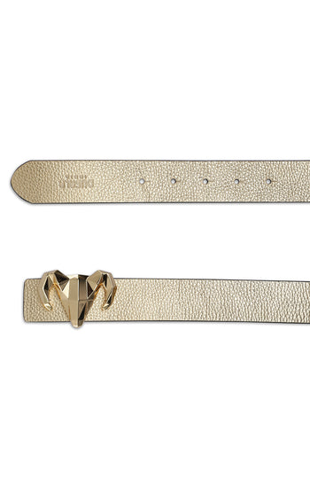 Italian Leather Ram Buckle Reversible Belt – Gold and Black