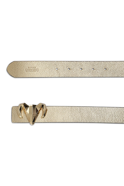 -  Italian Leather Ram Buckle Reversible Belt – Gold and Black