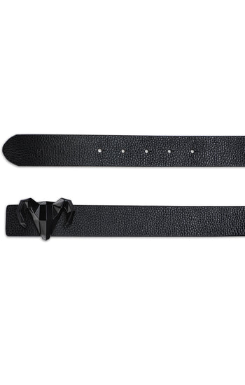 Italian Leather Ram Buckle Reversible Belt – Gold and Black