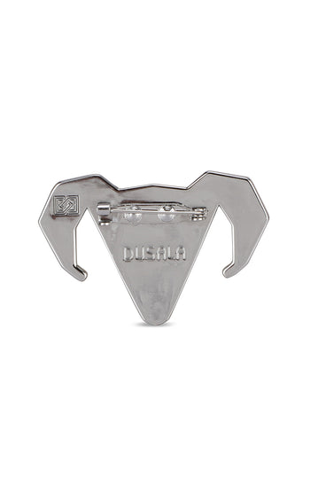 Silver-toned Alloy Ram Brooch