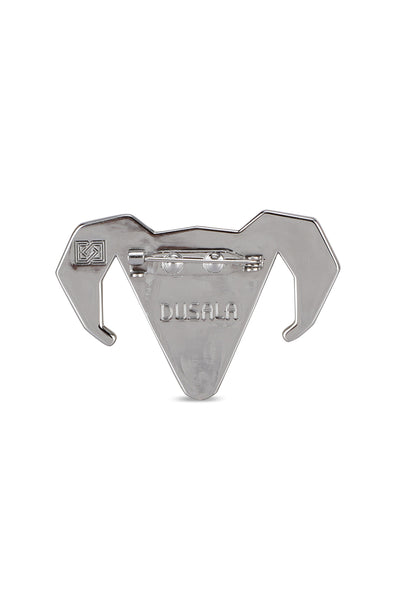 -  Silver-toned Alloy Ram Brooch