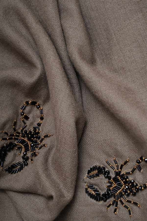 -  Cashmere Pipework Embellished Scorpion Design