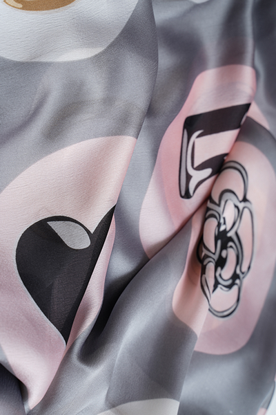 -  Grey Silk Floral Pattern