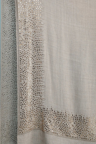 -  Pashmina Blend With Geometrical Mirror Work