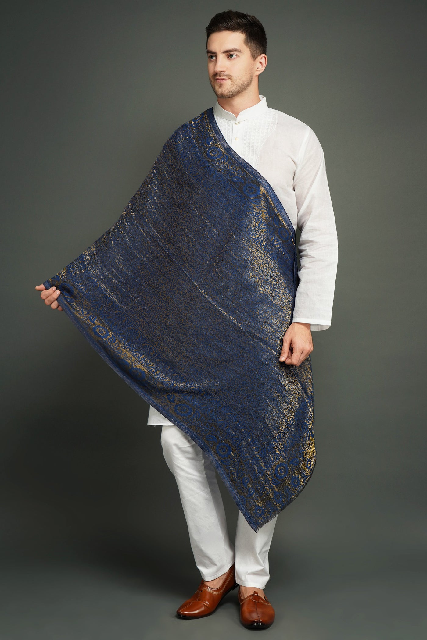 -  Pashmina Blend In Zari Work