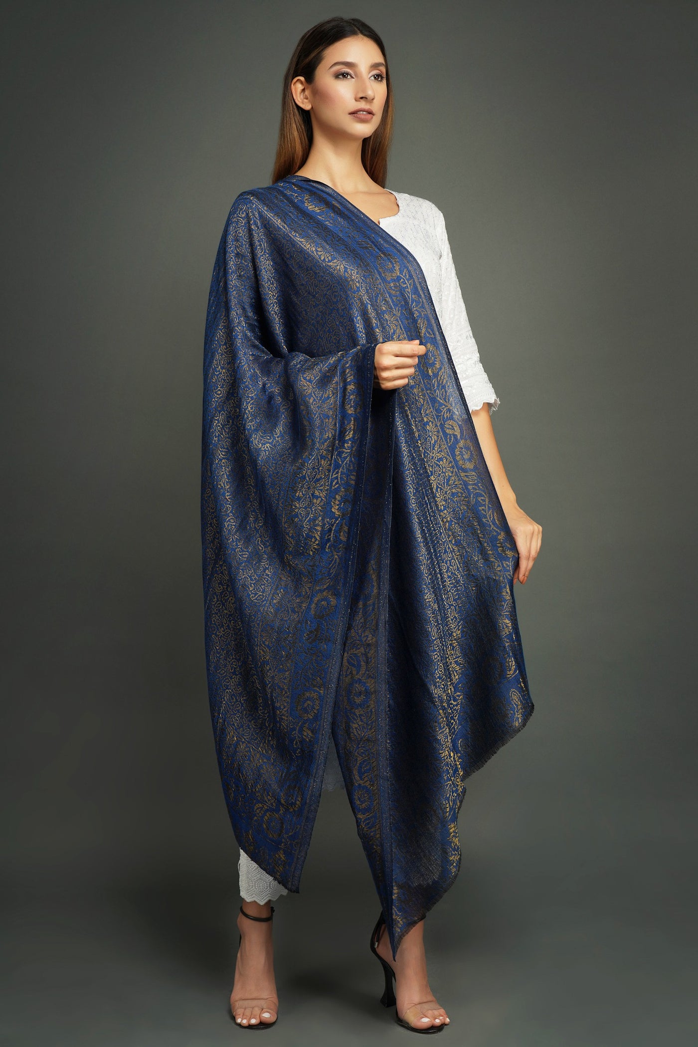 -  Pashmina With Zari Shawl