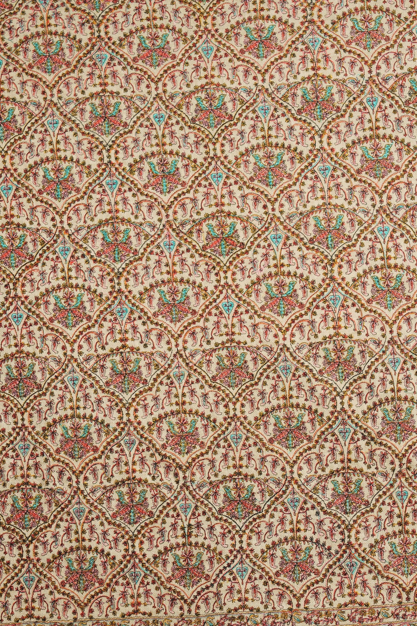 -  Masoom Minawala In Pashmina Wool In Hand Thread Sozni Jail Work Shawl