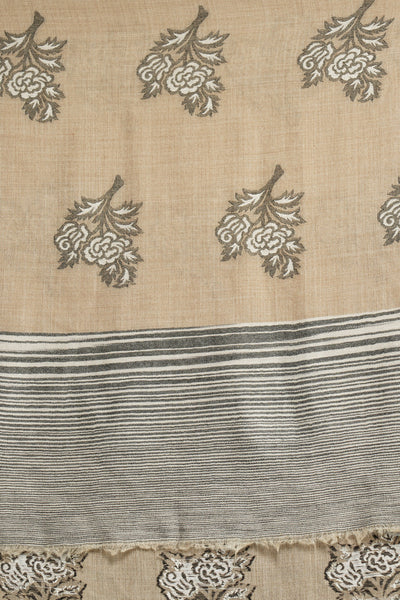 Pashmina Blend Woven Foral In Geometrical Pattern