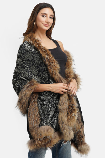 -  Pashmina Fur Border Stole