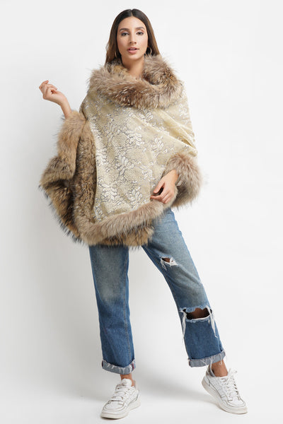 -  Pashmina Fur Border Stole