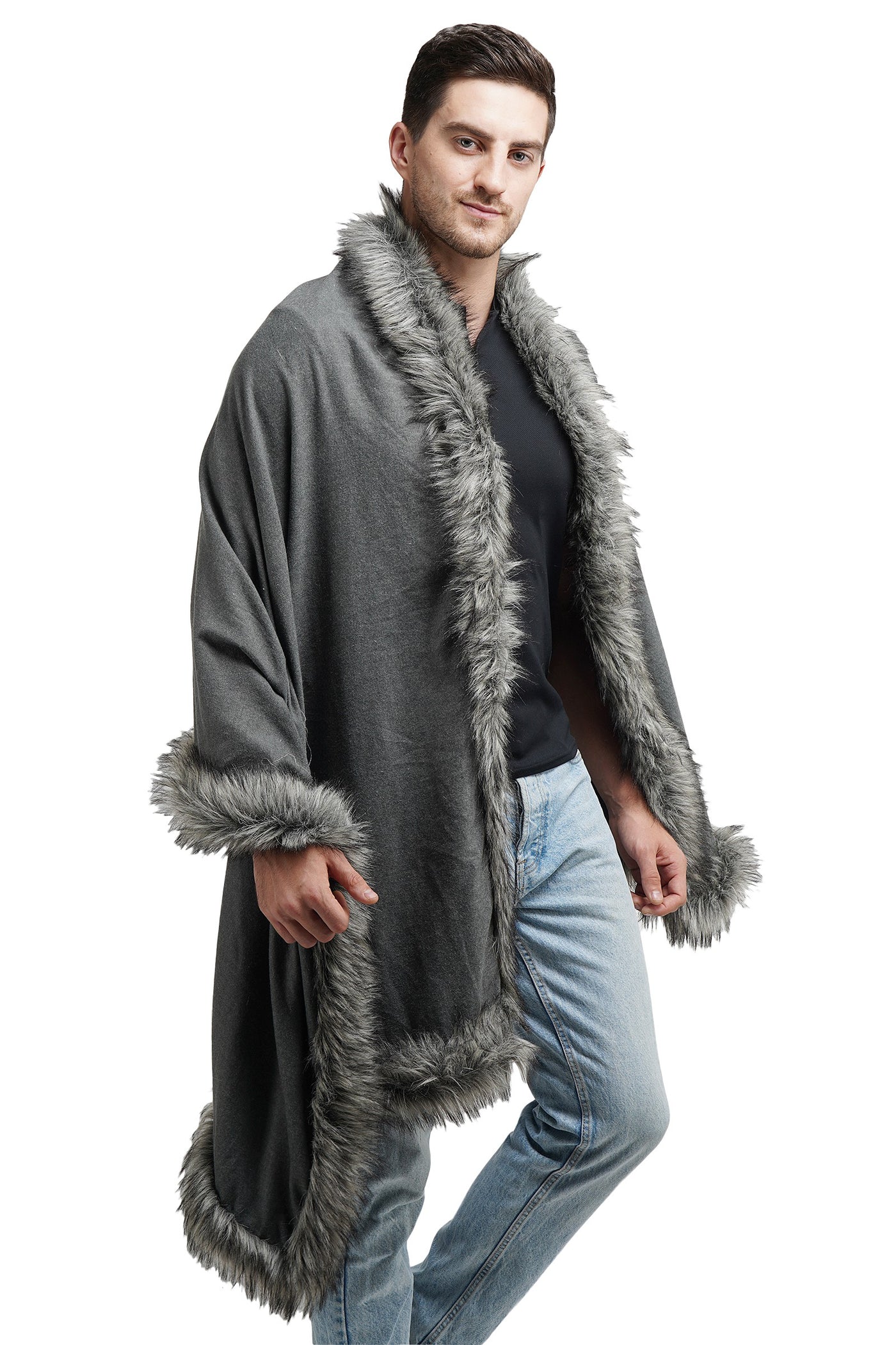 -  Pashmina Fur Border Stole