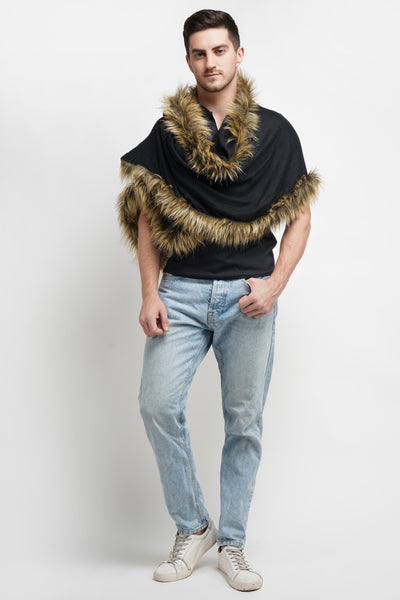-  Pashmina Fur Border Stole