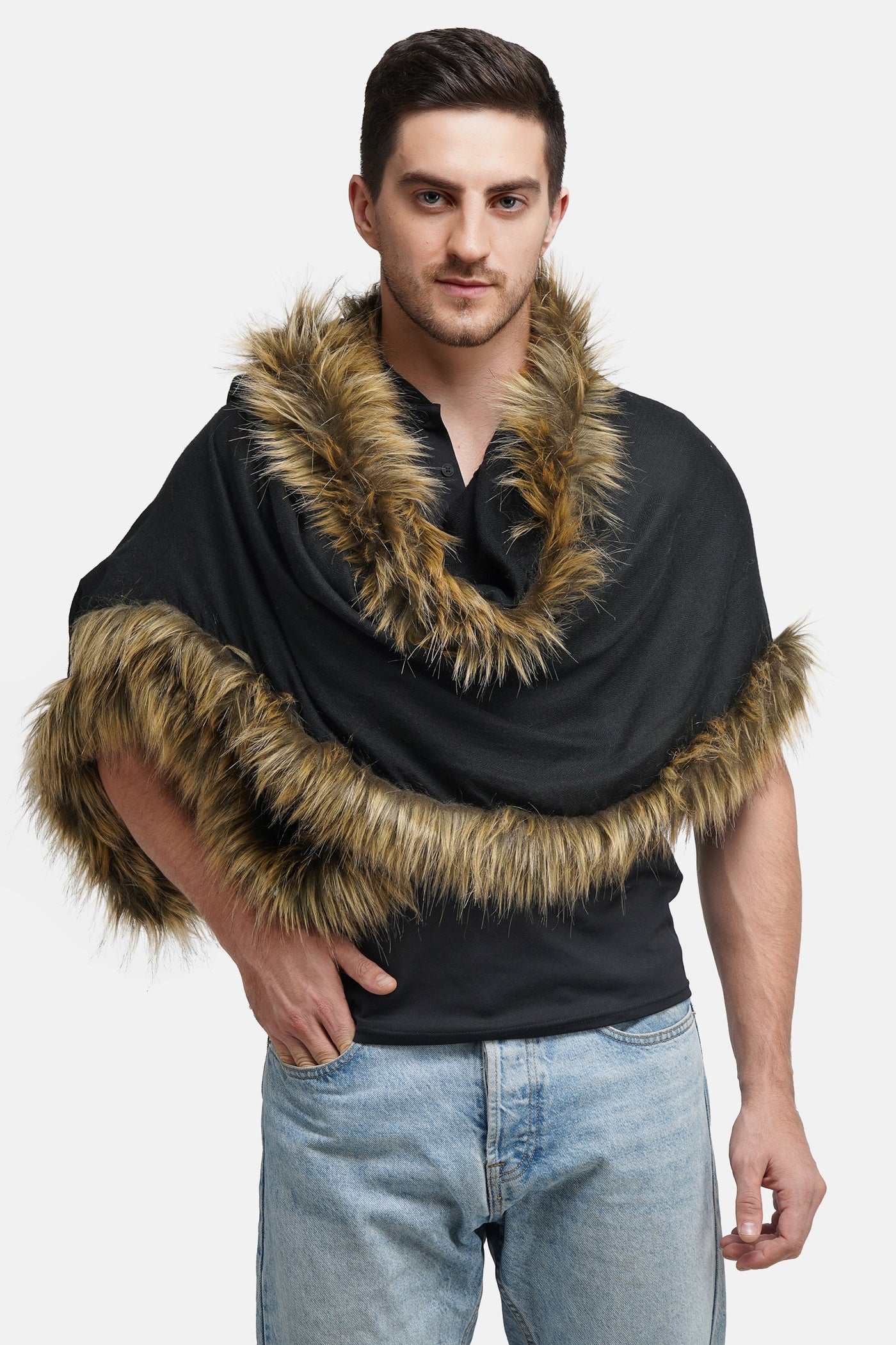 -  Pashmina Fur Border Stole