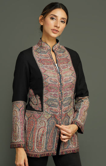 Antique Black Jamawar Vintage Jacket