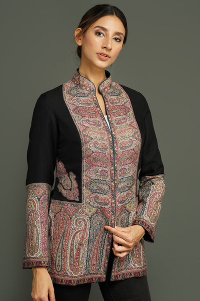 -  Antique Black Jamawar Jacket