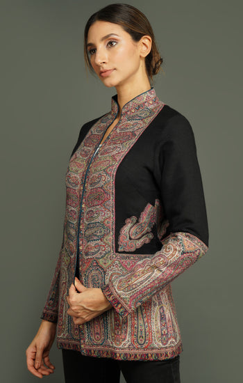 Antique Black Jamawar Vintage Jacket