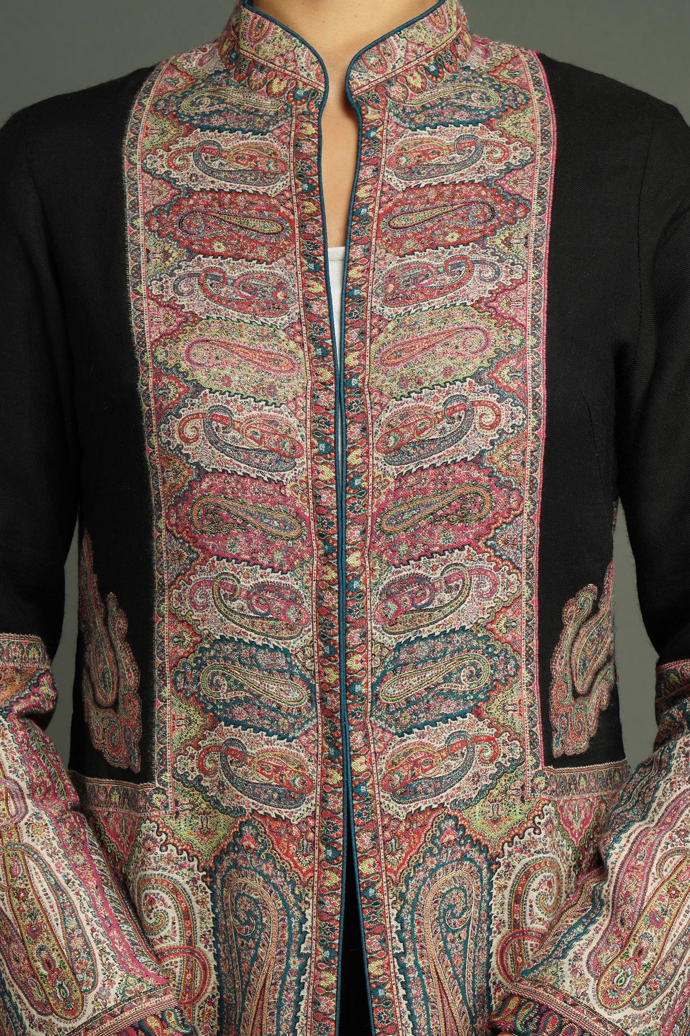 -  Antique Black Jamawar Jacket